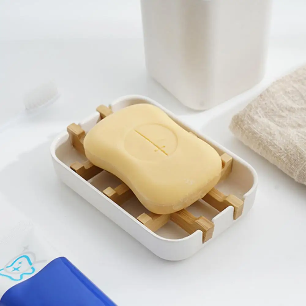 

Portable Bamboo Fiber Shower Soap Holder Draining Box Kitchen Bathroom Supplies
