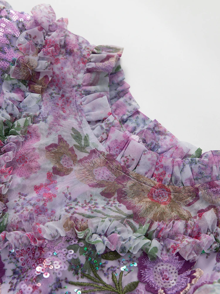 Женское длинное платье с вышивкой Seasixiang дизайнерское летнее круглым вырезом