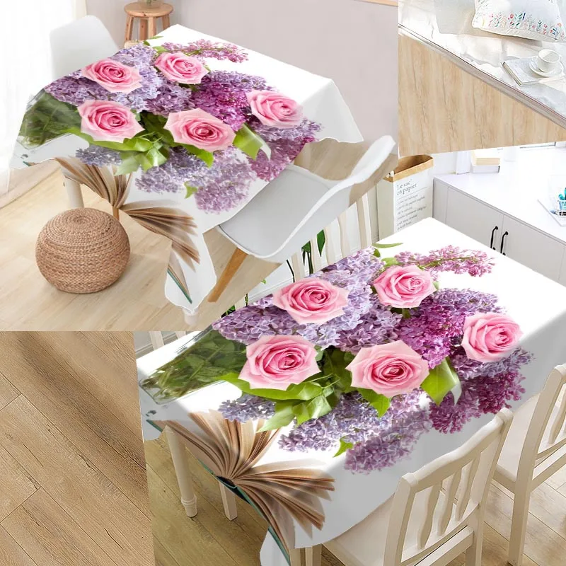 

Lilac Flowers Rectangular Tablecloths For Table Party Decoration Waterproof Coffee Table Cover Anti-stain Tablecloth 11-4