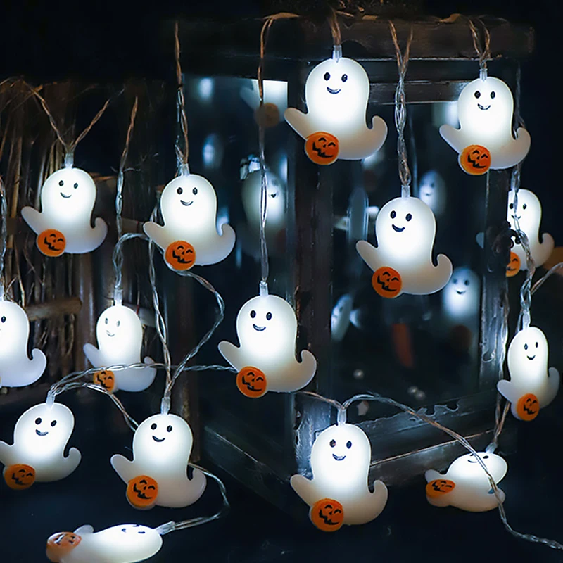 

2M 10LED Halloween String Lights Warm White Colored Cute Pumpkin Ghost Lighting Strings For Home Halloween Party Decor Supplies