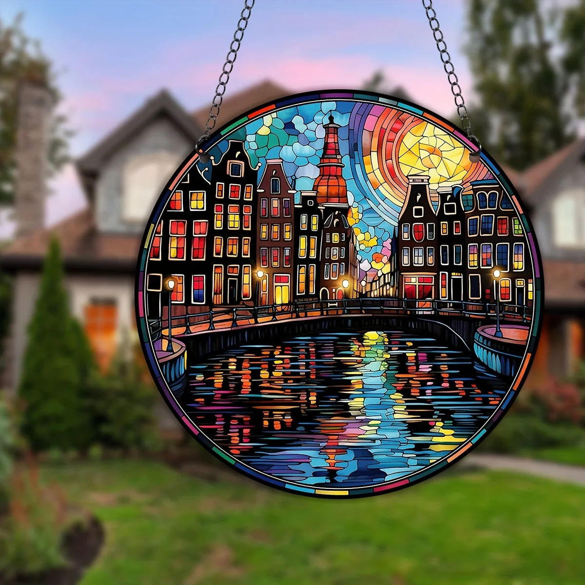 Акриловый подвесной знак с принтом в горах Ловец солнца витражное окно украшение