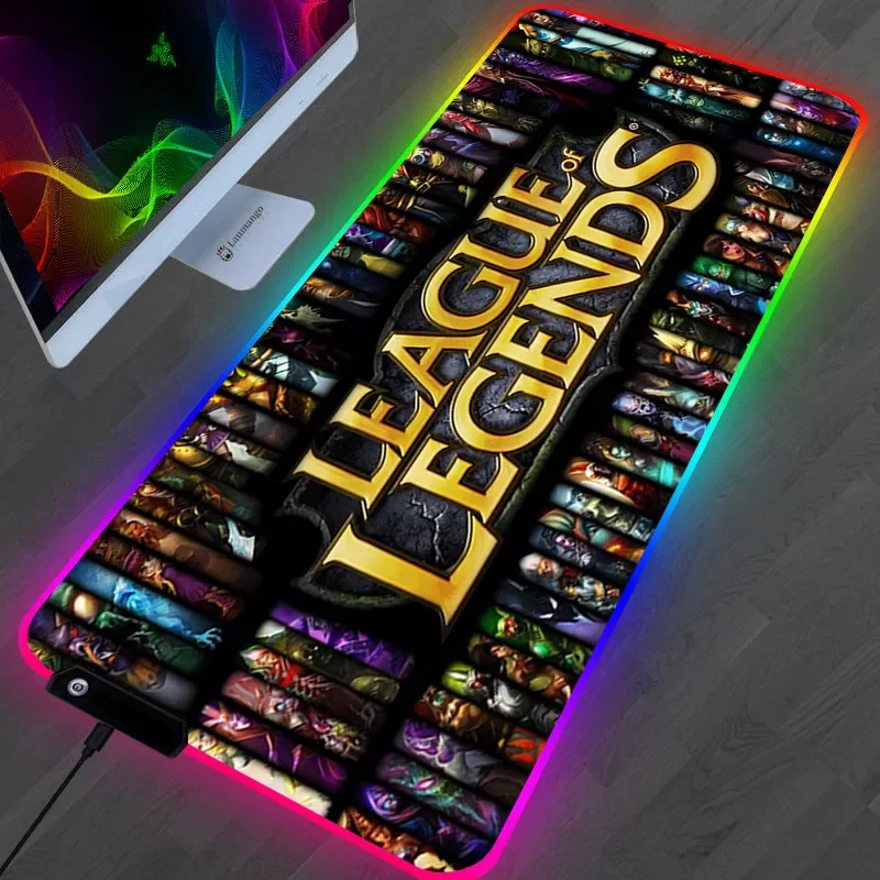 

League of Legends Mouse Pad Gaming Accessories Table Led PC Gamer Completo Computer Desk Mat LOL Backlight Keyboard Mousepad