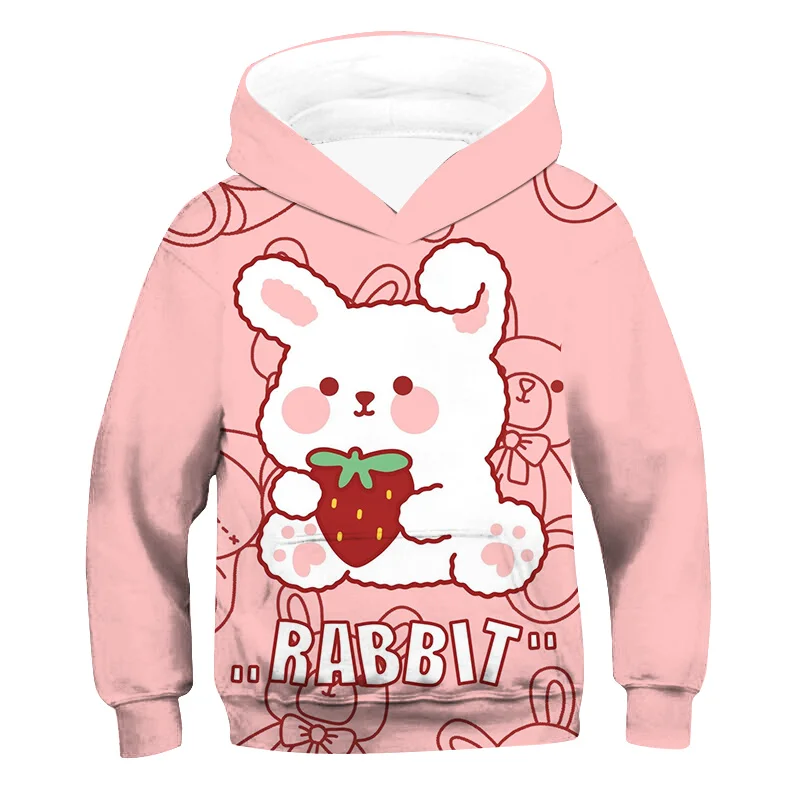 

New Arrival Animals Kids Sweatshirts Cartoon Rabbit 3D Print Boys Girls Autumn Winter Hooded Toddler Long Sleeve Clothes Hoodies