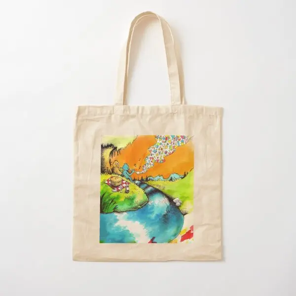 

By A Stream Cotton Canvas Bag Printed Reusable Grocery Unisex Handbag Casual Shoulder Bag Travel Shopper Foldable Ladies