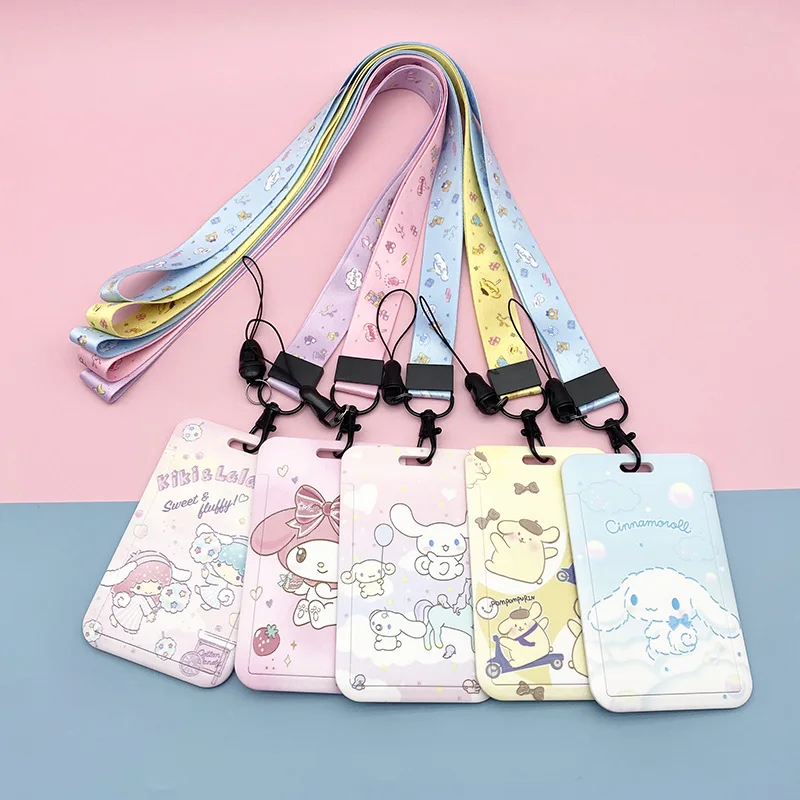 

Sanrio Kawaii Anime Character HelloKitty Kuromi Mymelody Cinnamoroll Pompom Purin Lanyard Bus Campus Access Card Holder Keychain