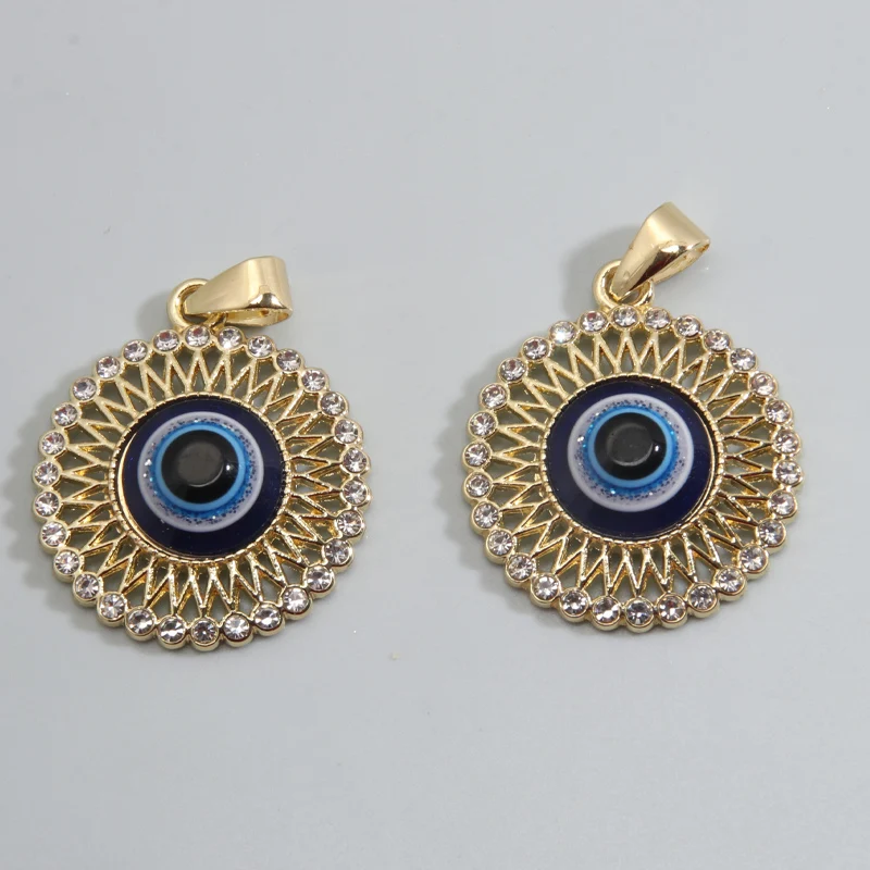 

10pcs Evil Blue Eye Round Religious Enamel Charms Gold Silver Color Pendants For Making Handmade DIY Jewelry Findings Crafts