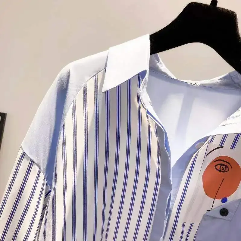 Новинка весны 2021 женская повседневная хлопково-льняная рубашка средней длины с