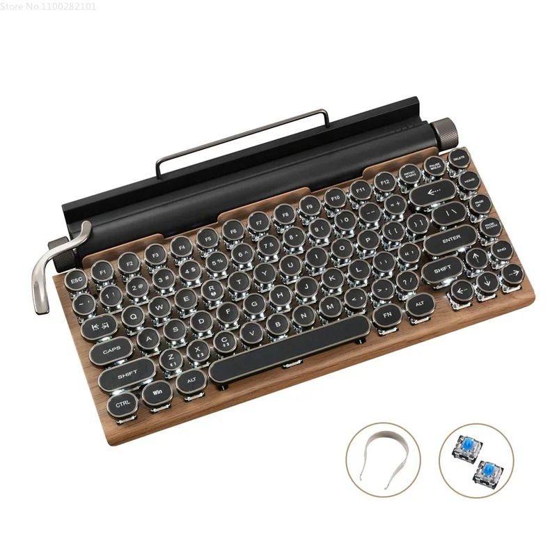

Mechanical Keyboard Wireless Bluetooth Keyboards Dot Retro Typewriter Computer Keyboard 83 Keys Gaming Keyboards for PC Laptop A