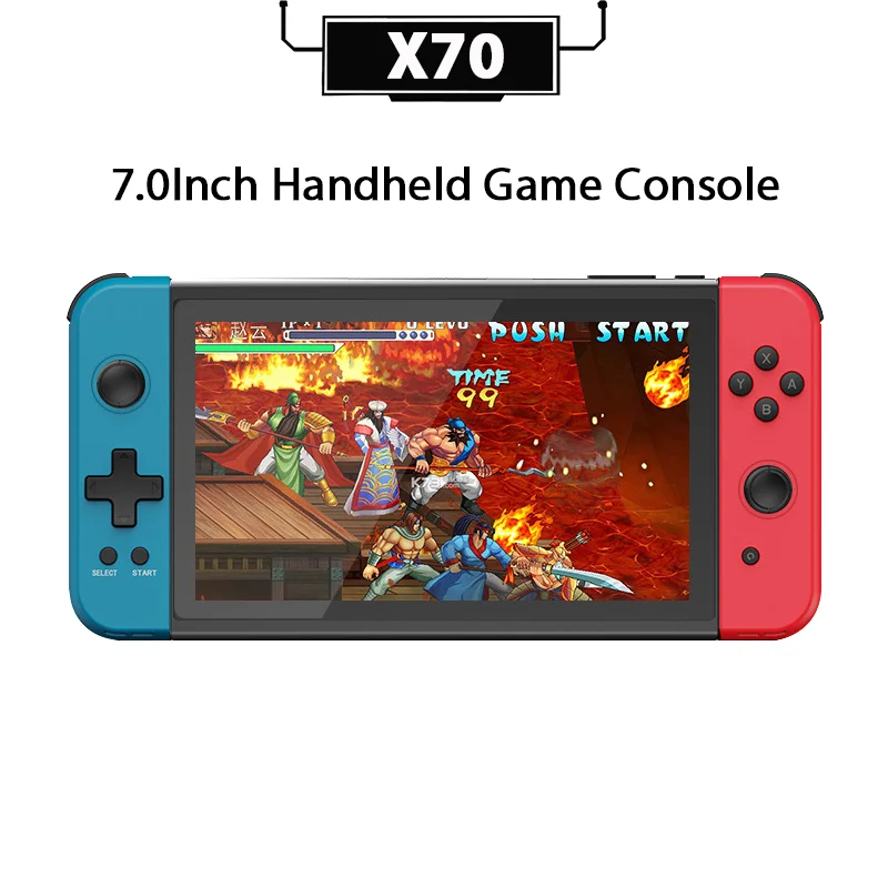 

X70 2022 New Retro Handheld Game Console 7.0Inch HD Screen 64G 6000Games Extension Controller HD Output Retro Video Game Console