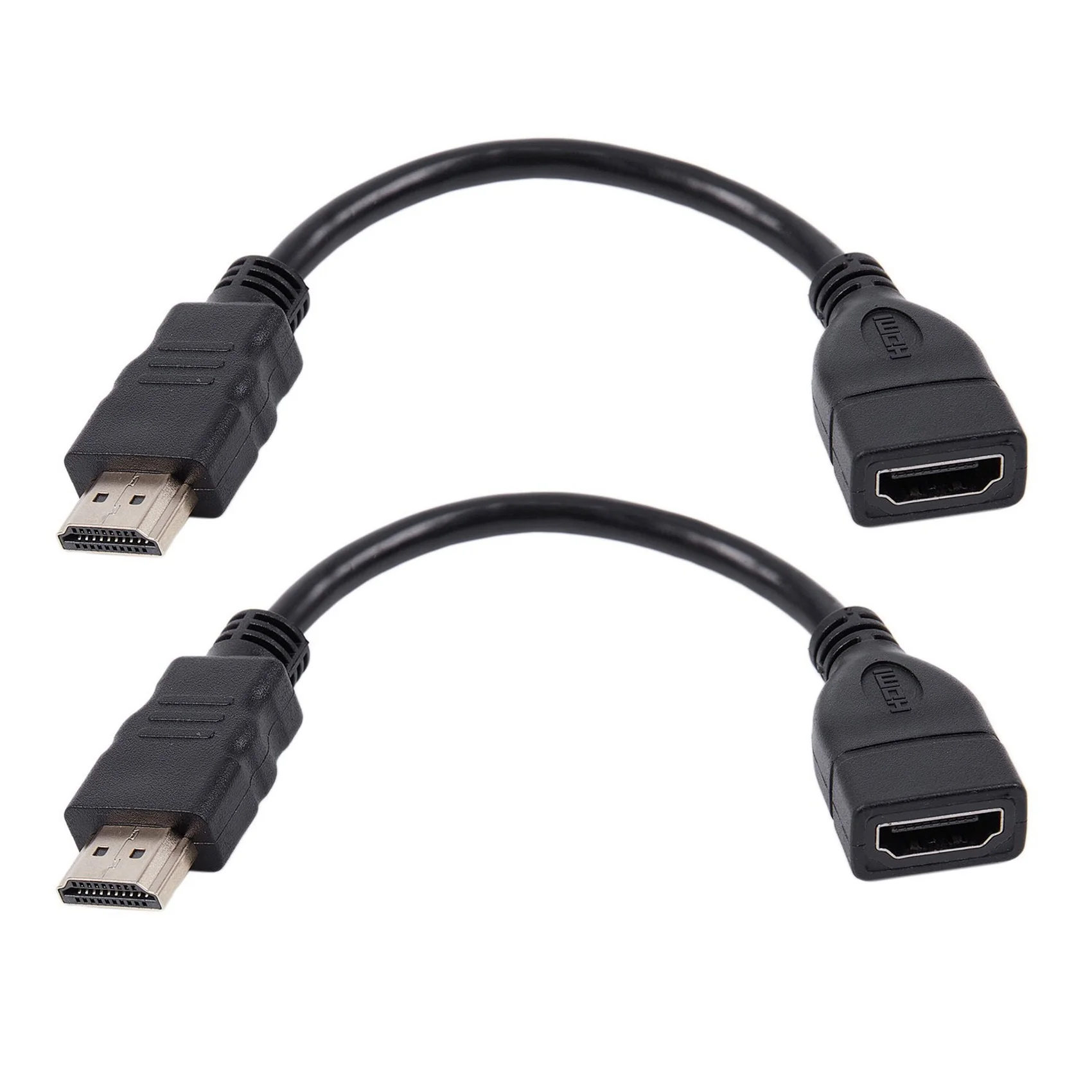 2X HDMI-Compatible Male to Female Extender Cable Short and Convenient for Google Chrome Cast, Fire Tv Stick, Roku Stick