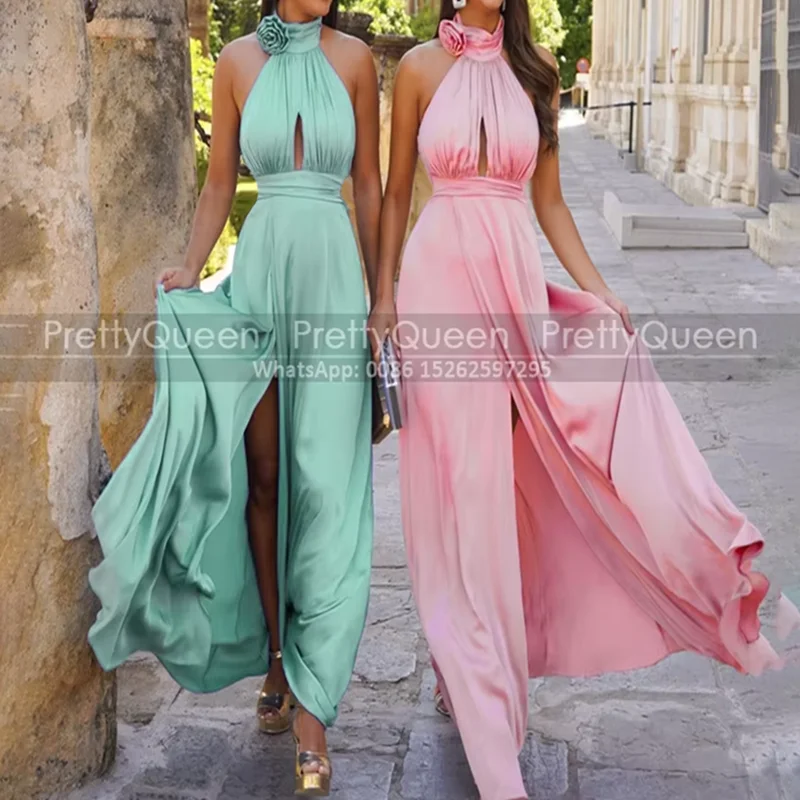 Сексуальные платья подружки невесты трапециевидной формы с разрезом по бокам