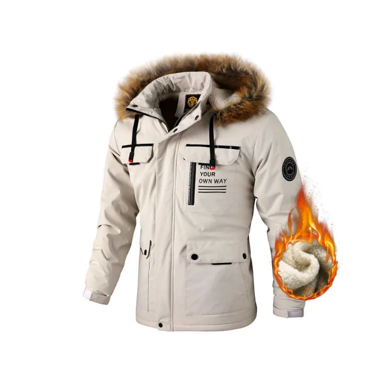 2023 Winter New Fleece Warm Thick Parkas Men Fashion Hooded Fur Collar Windproof Parka Jacket Coat Men Classic Casual Jacket Men