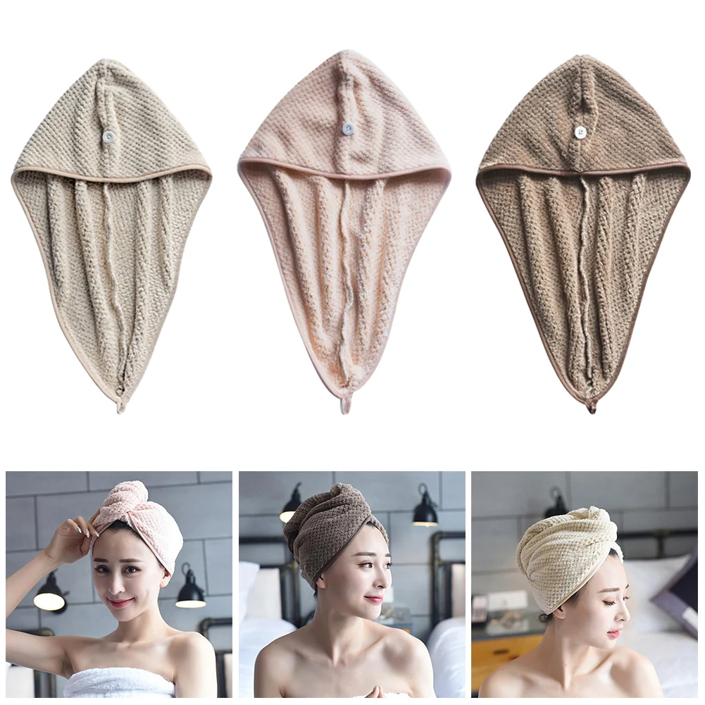

Quick Drying Hair Towel Girls Microfiber Shower Cap Hair Absorbent Drying Towel Bath Hair Cap Quick Drying Hair Turban Head Wrap