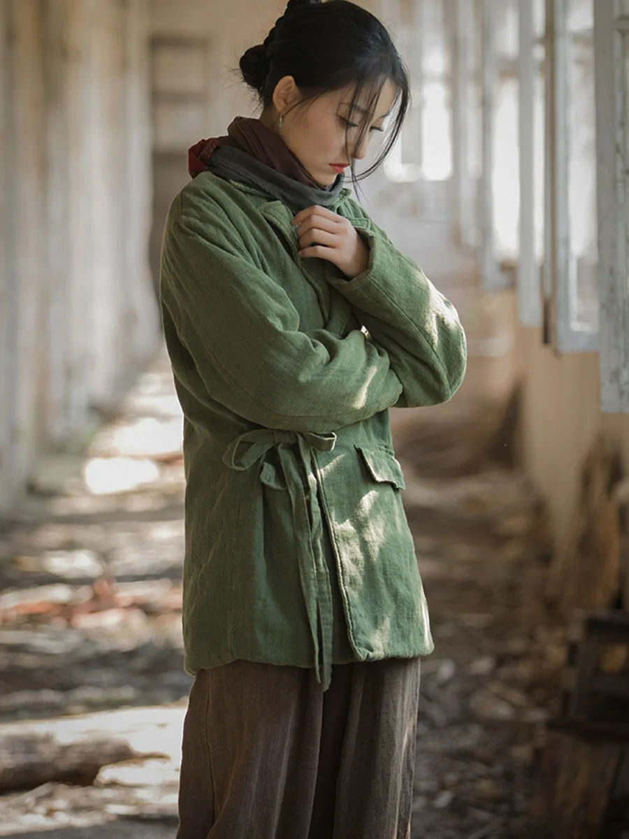 Женская куртка с хлопковым наполнителем и воротником-рубашкой Осень-зима 2024