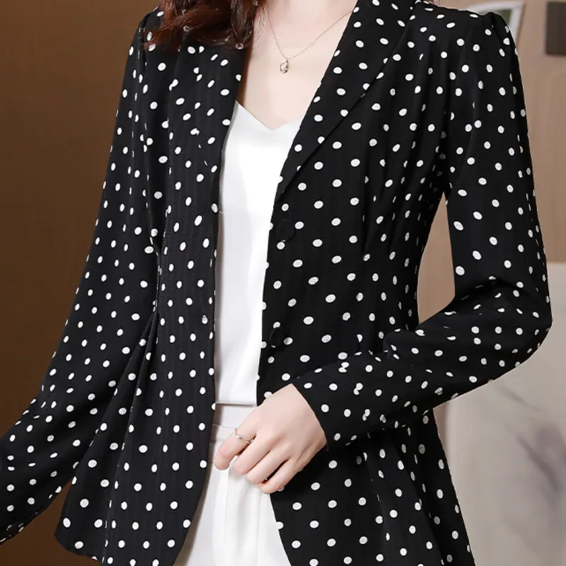 #2567 женские топы в горошек Офисная Женская рубашка на пуговицах приталенная со