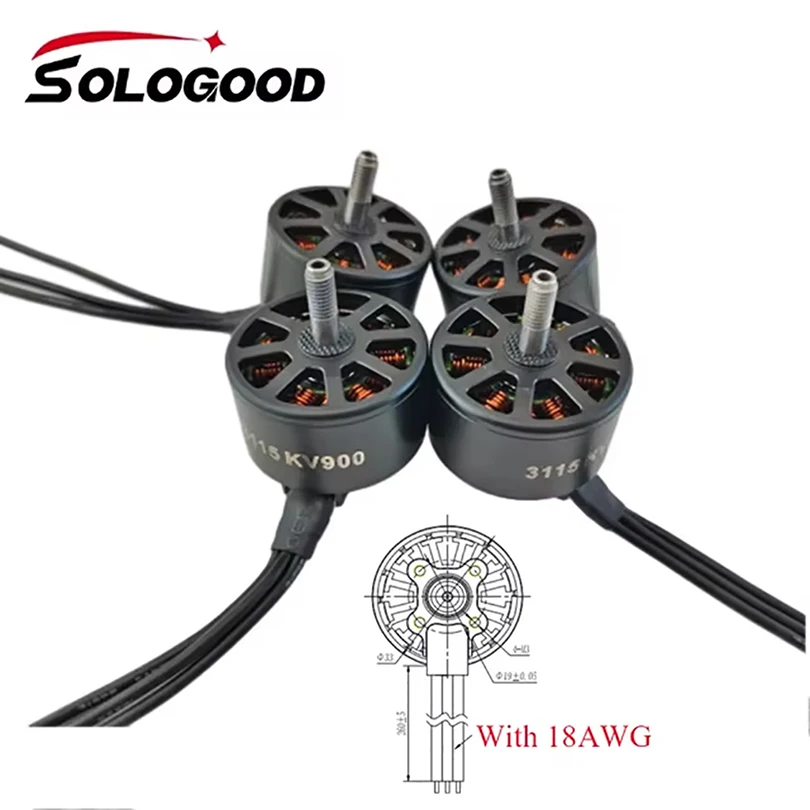 SoloGood 3115 900KV 16AWG 18AWG Бесщеточный двигатель 6S LIPO для FPV Freestyle 9-дюймовые 10-дюймовые