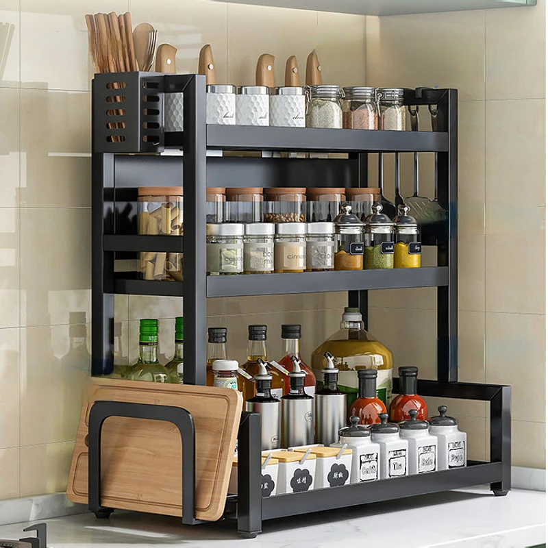 

Kitchen Storage Thickening Stainless Artifact Steel Seasoning Kitchen Shelf Organizer Storage Rack Knife Chopsticks Jar Upgrade