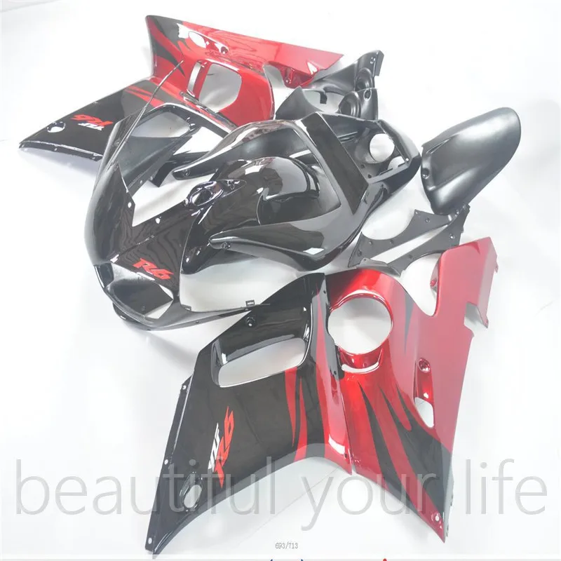 

HOT fairings for YZF R6 1998 1999 2000 2001 2002 fairings kit YZF R6 98-02 red black body repair parts