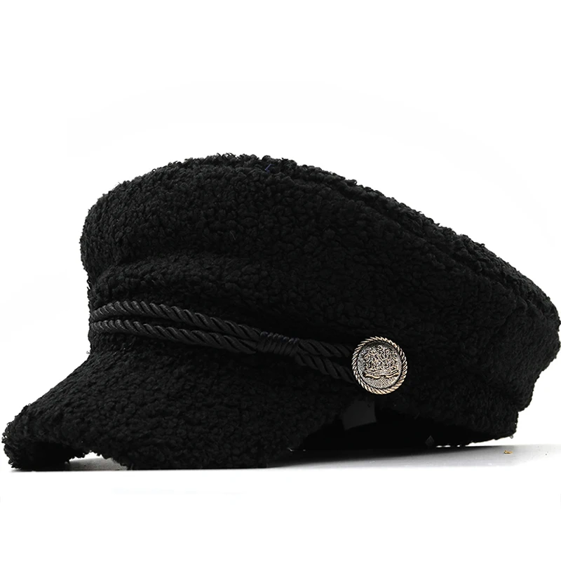 Simple Newsboy Cap Beret Women Vintage Beret Painter Winter Hats For Women Men Octagonal Caps Female Bone Male Wool hat
