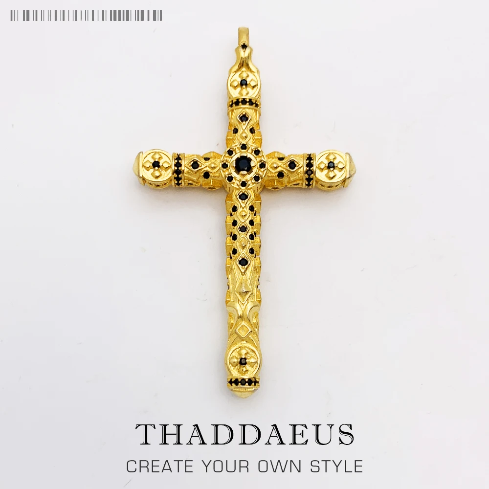 

Pendant Cross Black Stones Golden,2021 New Fine Jewelry Master Artwork Bijoux Accessories Gift For Woman Men