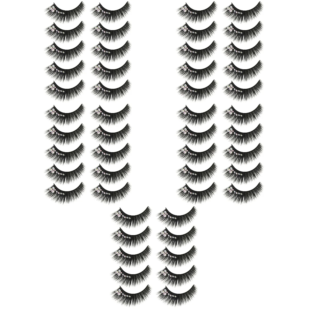 

25 Pairs Diamond Eyelashes Natural False Lashes Cosplay Eyelash Make Lash Extensions Artificial Fiber Rhinestone Eyelashes