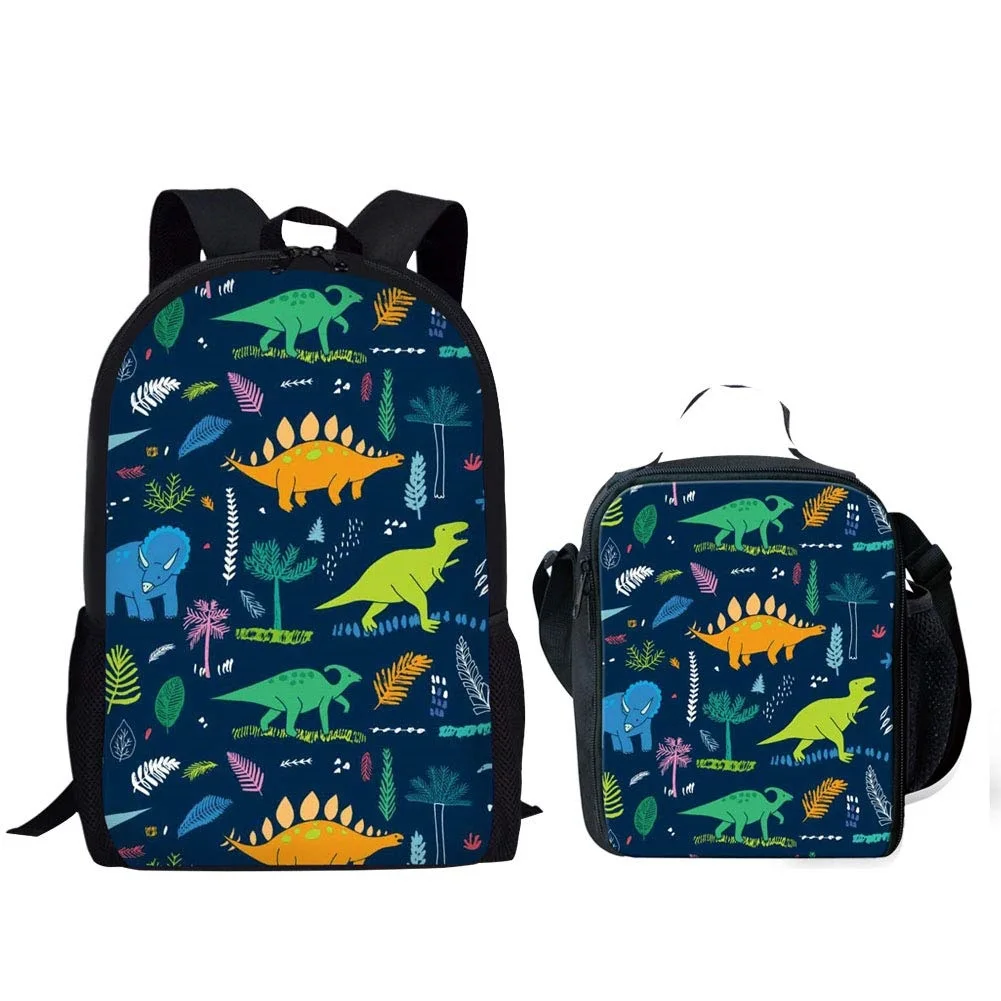 ADVOCATOR Cartoon Dinosaur Pattern 2pcs Boys School Bags Premium Children Backpack for Lunch Daily Student Satchel Free Shipping