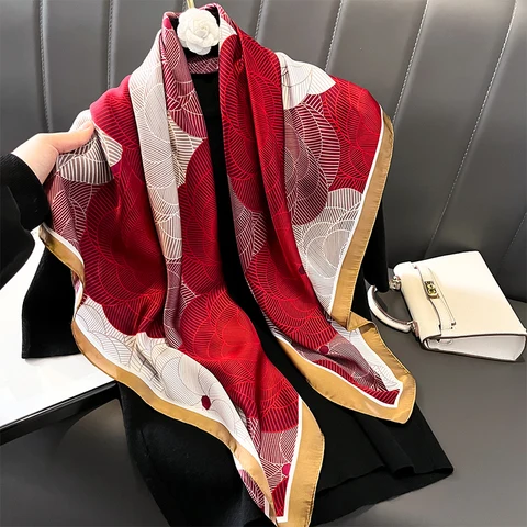 Новинка популярные шали Европейская и американская мода платок с принтом солнцезащитный платок 90x90 см всесезонные роскошные квадратные шелковые шарфы