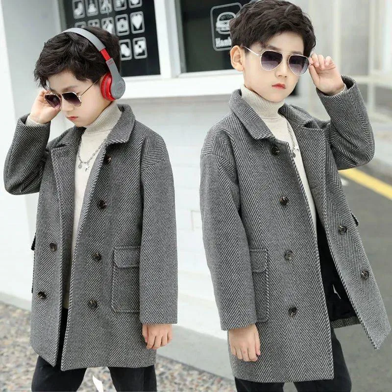 

Girls Wool Coat Jacket Outerwear 2022 Thicken Velvet Winter Autumn Cotton Plus Size Children's Clothing
