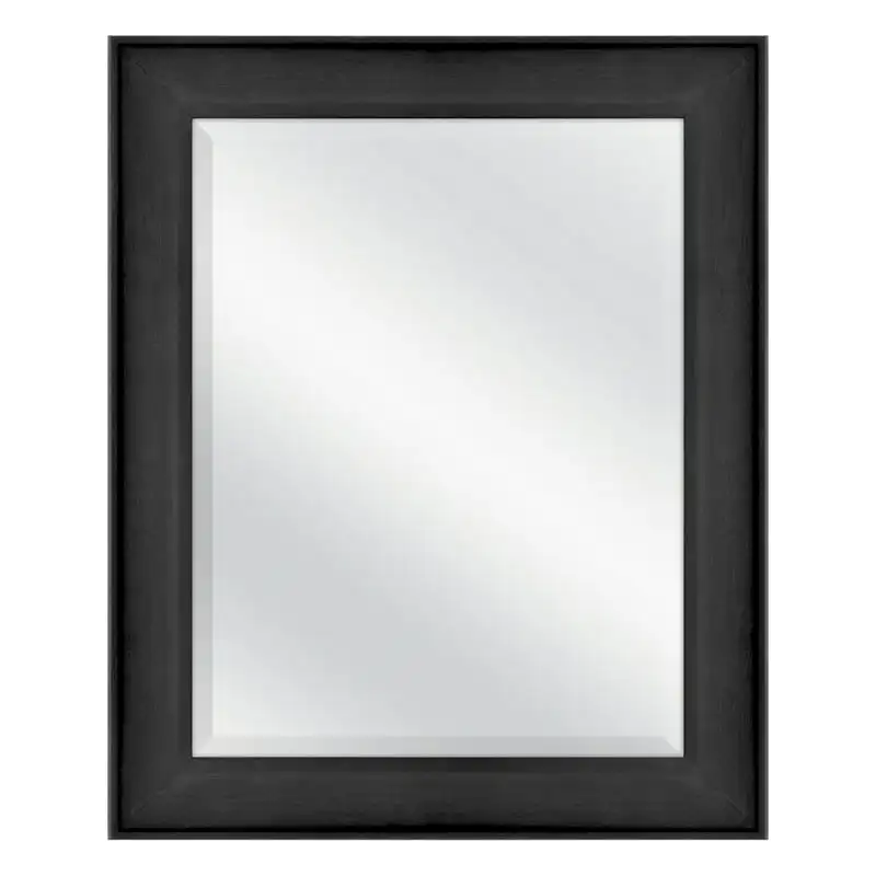 

Highly Polished Modern Rectangle 28'' Wall Mirror with Stylish Black Aluminum Frame, Perfect Addition to Your Home Decor.