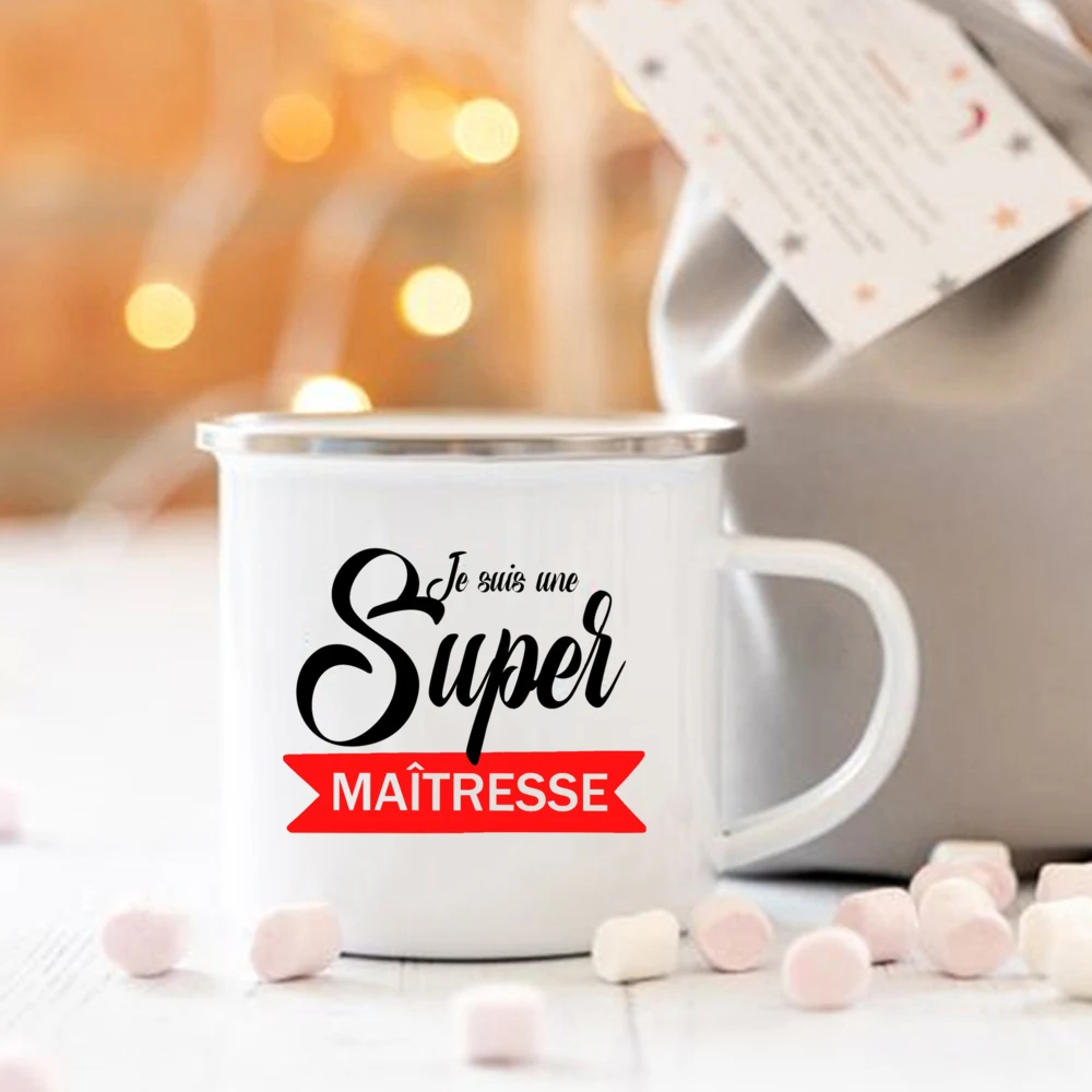 Super Maîtresse of The Year Оригинальный подарок хозяйки Эмалированная кружка Идея подарков