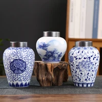 blue and white porcelain tea cans ceramic candy nuts boxes with lid tea coffee beans sealed cans food containers home decoration