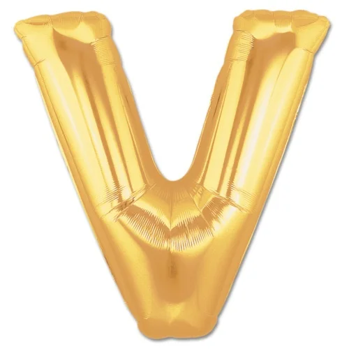 

V Letter Foil Balloon Gold Color 40 Inches Ergonomic Design Practical Products