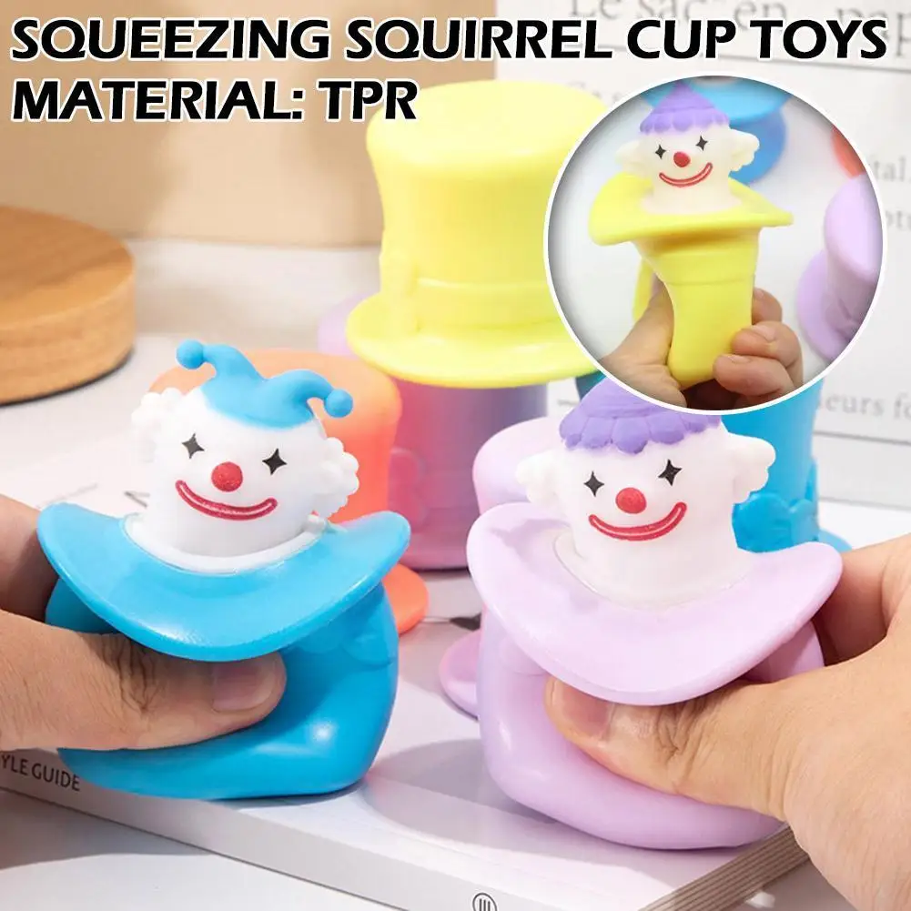 

Funny Hat Squeeze Toys Cup Decompression Spoof Toy Stress Reilef Finger Toy For Kids Adults Cute Clown Shape Squeeze Toy J4B2