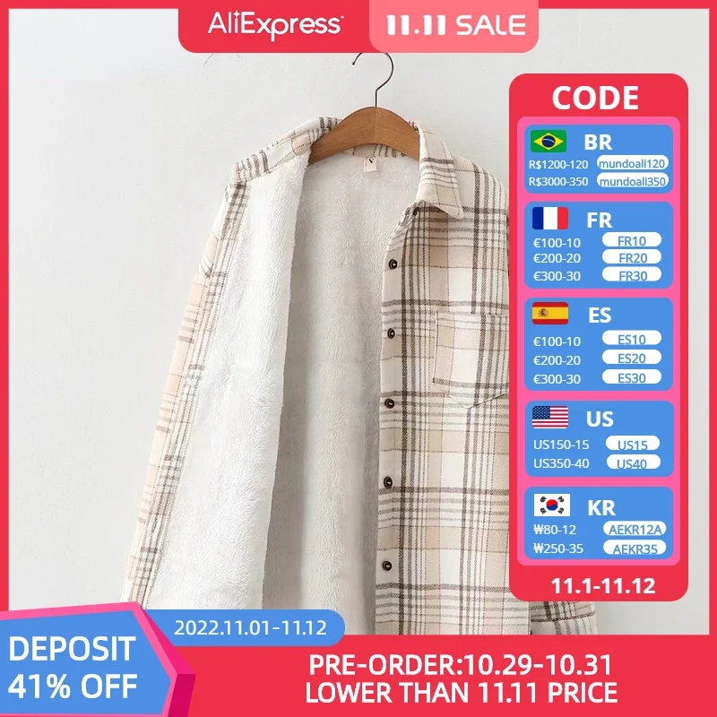 

2022 Winter Thick Velvet Plaid Shirts Jacket Women Autumn Keep Warm Blouses And Tops New Casual Slim Female Clothes Coat Outwear