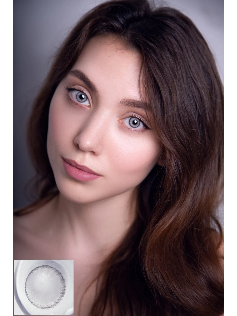 Цветные контактные линзы DOX EDG_L.GRAY 1 шт. R 8 D 14.3 серый+ подарок контейнер для