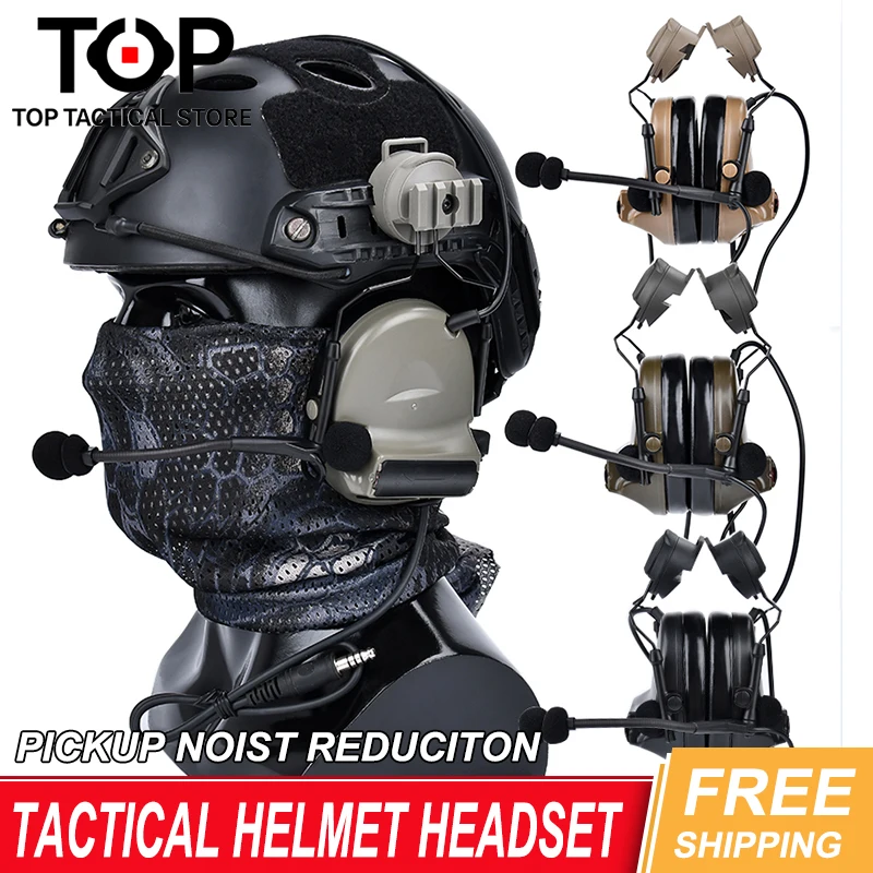 

WADSN Comtac II Tactical Shooting Headset Noise Reduction Fast Helmet Headphone Outdoor Hunting Earphone ARC Adapter With PTT