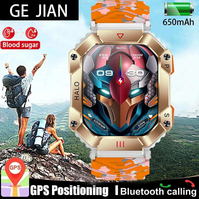 

GEJIAN New Men's Sports Smart Watch GPS Sports Track Health Detection Military Smart Watch High Pressure Compass Bluetooth Call