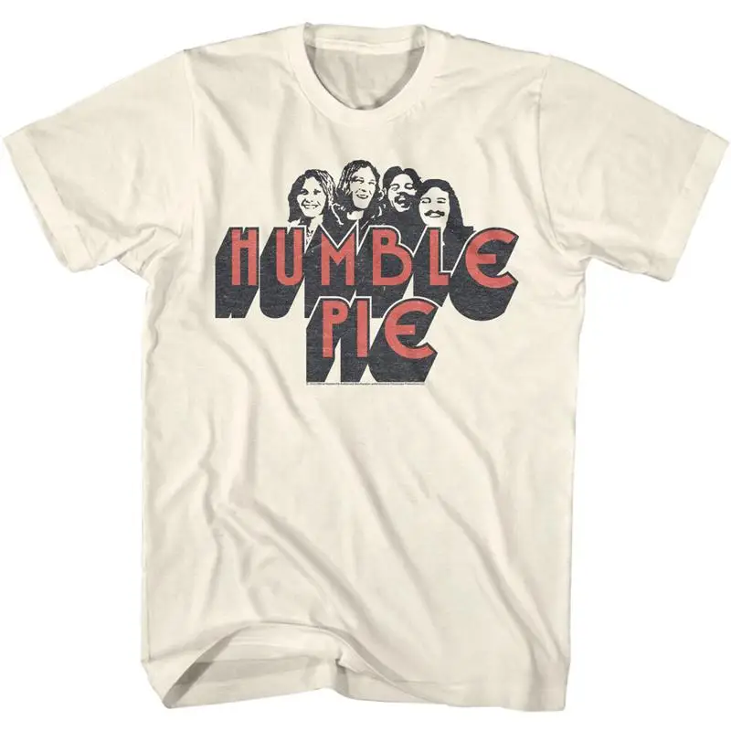 Фото Humble Pie, красный, черный логотип, группа члена, бюст, мужская футболка, товары для рок-музыки №1