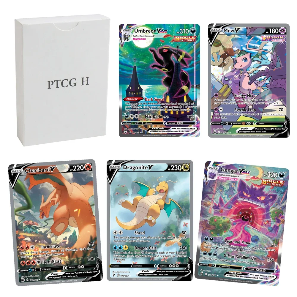 Карта покемона PTCG H Charizard с блестящими звездами Gengar Mew Fusion Strike Rayquaza Umbreon доска