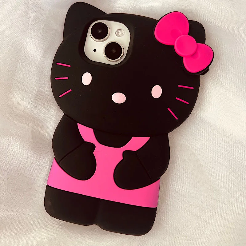 3D Stereoscopic Sanrio Hello Kitty Phone Case for IPhone 14 13 12 11 Pro Max Mini X XR XS MAX 7 8Plus Silicone Soft Back Cover
