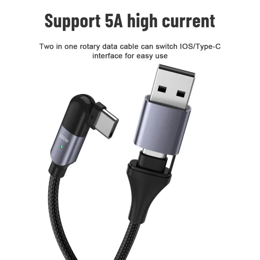 

Pd 60w 3 In 1 Usb Type C Cable Braided Aluminum Alloy Charger Cable Rotating Data Cable Phone Accessories Type-c To Usb Cable