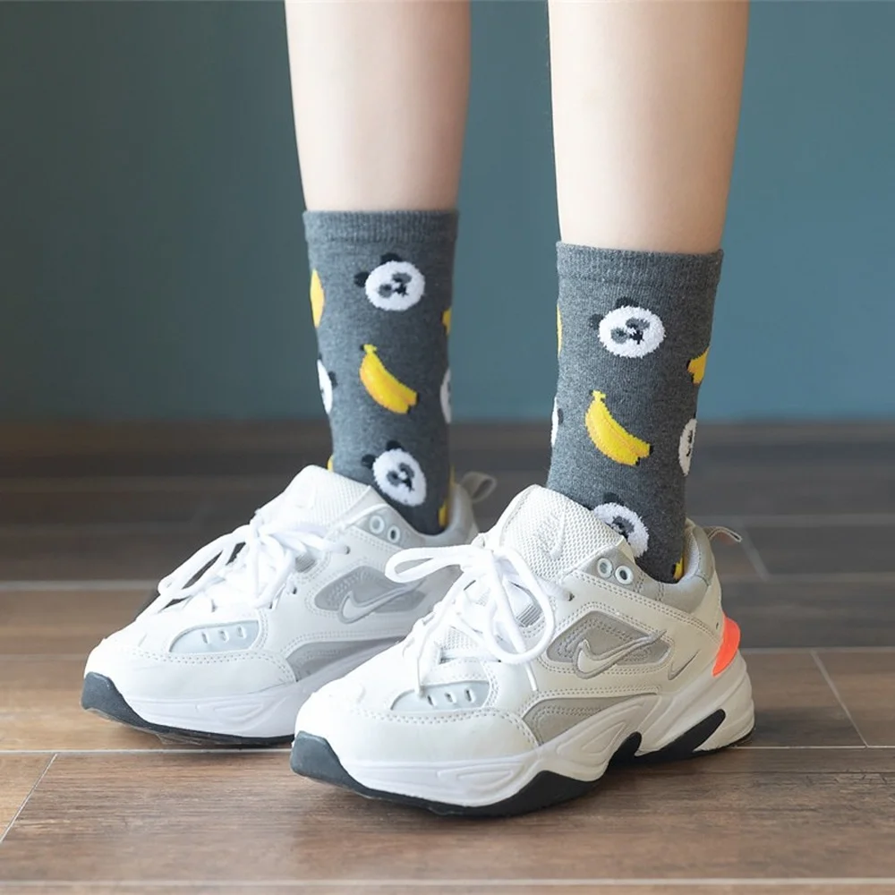 6 Pairs Spring and Summer New Creative Fruit Animal Pattern Women Socks Comfortable Breathable Fahsion Casual Cartoon Socks