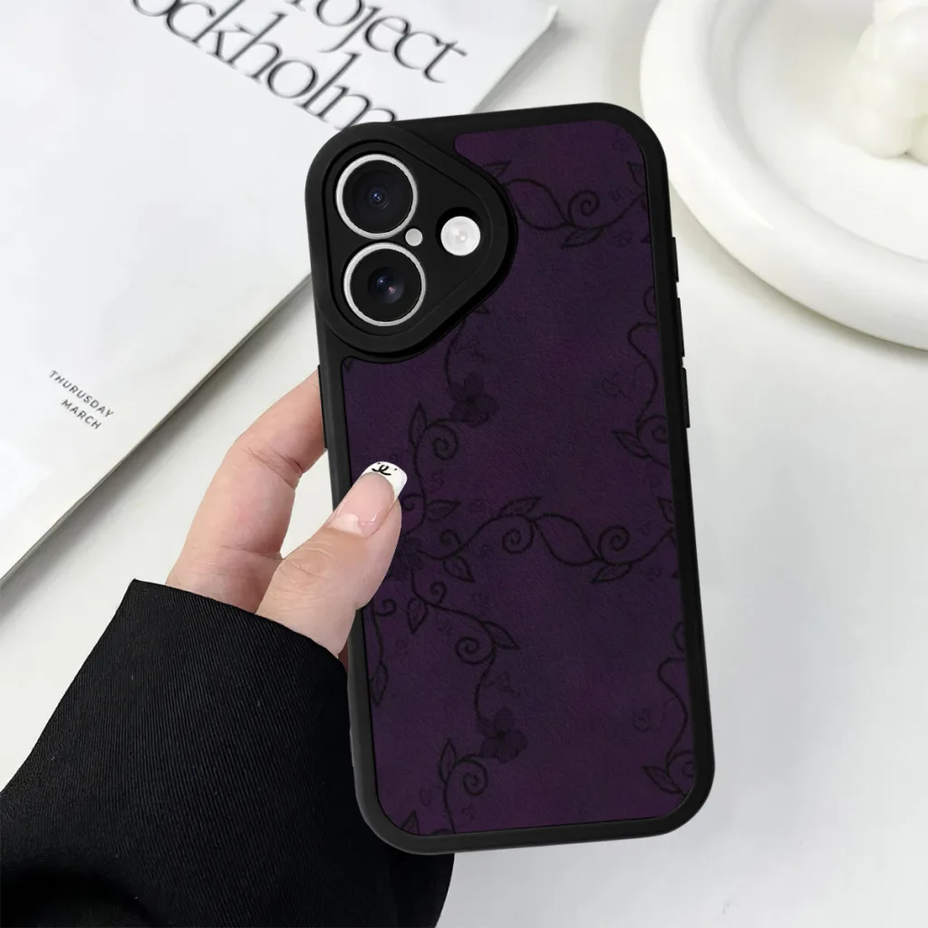Чехол для телефона iPhone 16 Pro Max Plus силиконовый чехол кожи Whimsigoth фиолетовые лозы