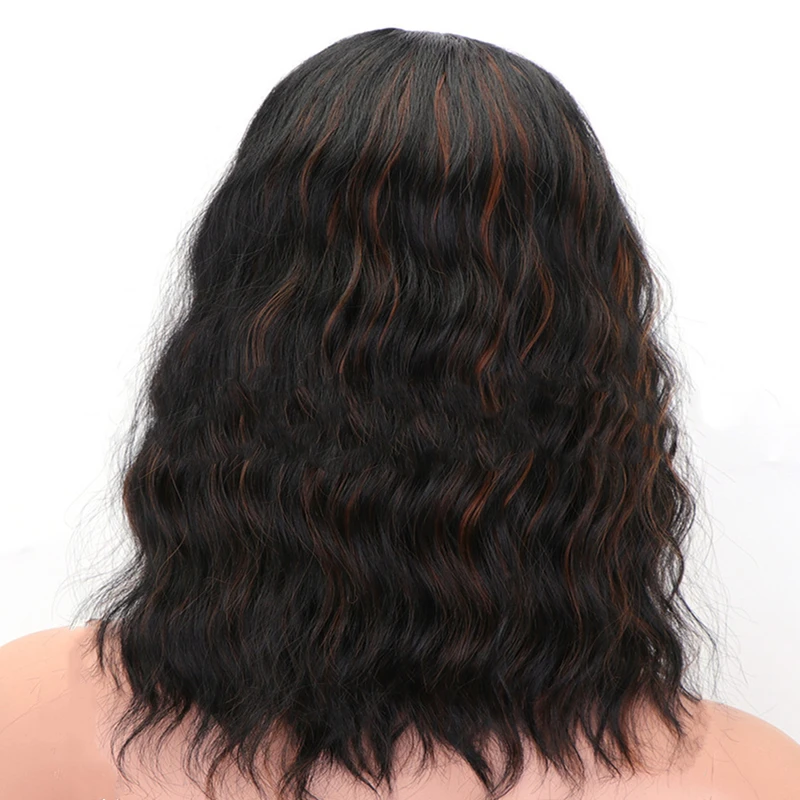 

Fashion Ladies Simulation Wig Small Lace Chemical Fiber Wig Hand Braided Short Curly Hair Wave Breathable Head Cover Wig