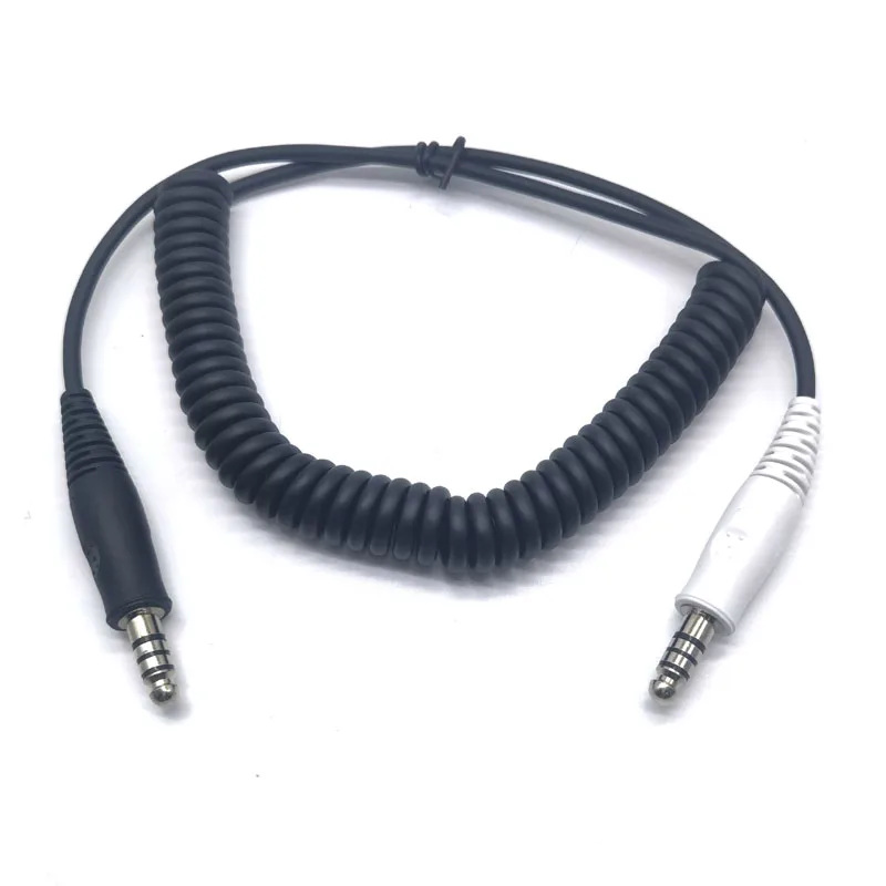 IMSA Harness to Peltor Helmet Aircraft Noise Cancelling Adapter Coil Cable NATO Plug for U94 Plug-in Radio Headset Communication