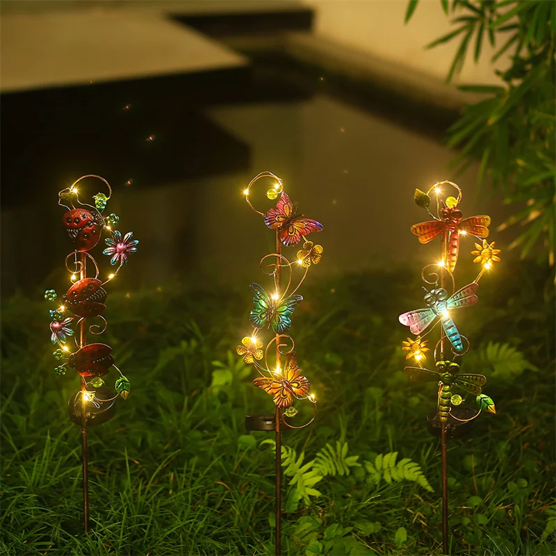 

1/2PCS Solar LED Light Outdoor Butterfly Bee Insect Lamp Landscape Lights Firework Firefly Waterproof Garden Light Decoration