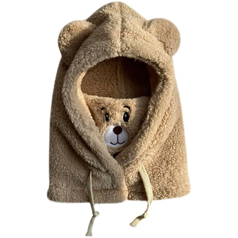 Cute bear bear mask all-in-one ear protection hat winter cycling warm windproof hat autumn and winter all-match winter scarf