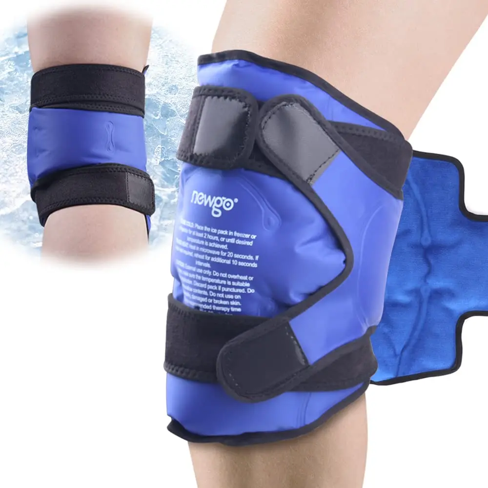 NEWGO Ice Pack for Injuries Reusable Knee Wrap Hot Cold Compress Therapy Pain Relief Gel Knee Support for Sprains First Aid Tool