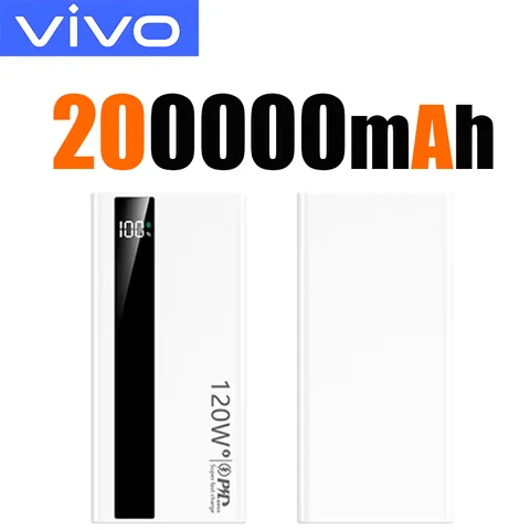 VIVO 120 Вт 500000 мАч Power Bank высокой емкости с супер быстрой зарядкой Портативный внешний аккумулятор PowerBank для iphone Samsung 2026 Новый