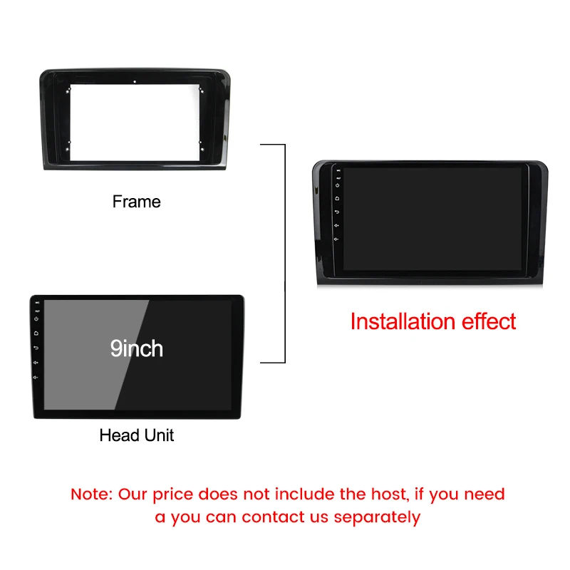 Адаптер рамки автомагнитолы для Mercedes-Benz M-класса W164 GL X164 ML ML350 ML50 Canbus Box Decoder Dashboard Trim Kit Panel.